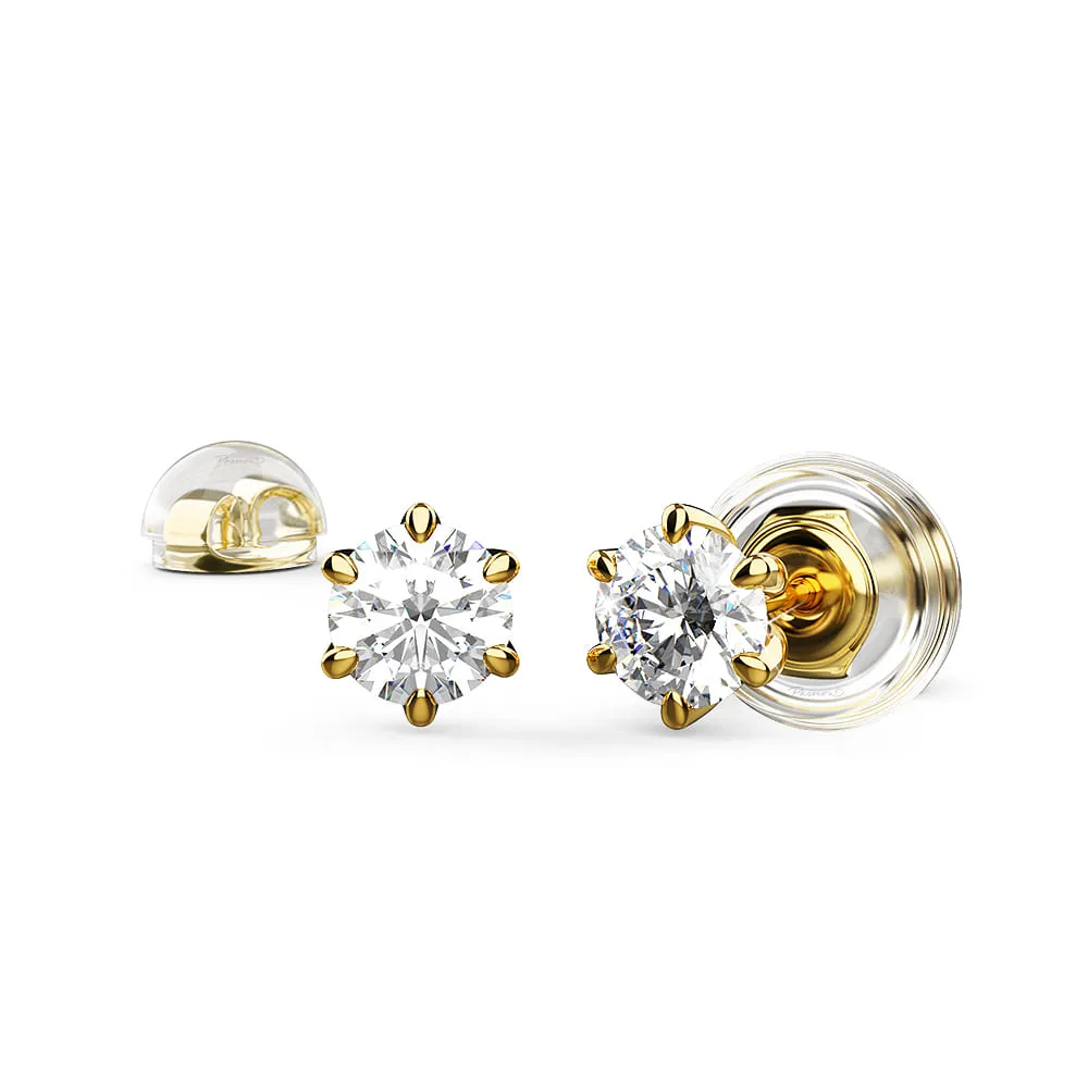 0.2ct Starlit Solitaire Diamond Stud Earrings Encased in 18k Gold