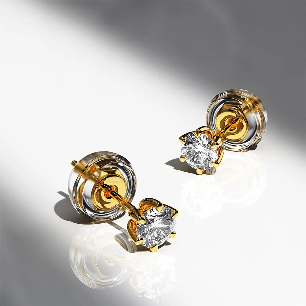 0.2ct Starlit Solitaire Diamond Stud Earrings Encased in 18k Gold