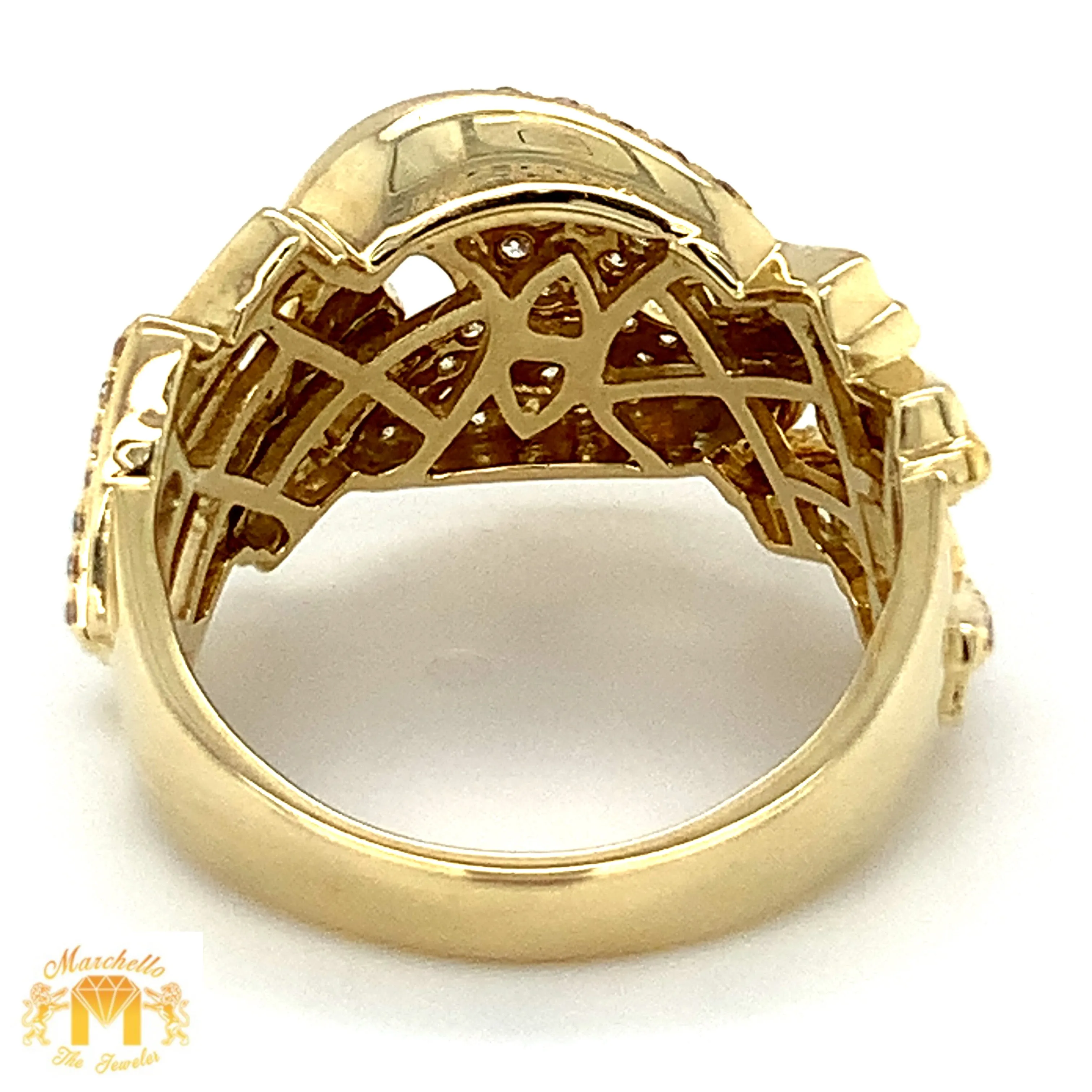 14k Gold Hybrid Cuban Style Diamond Ring (choose a color)