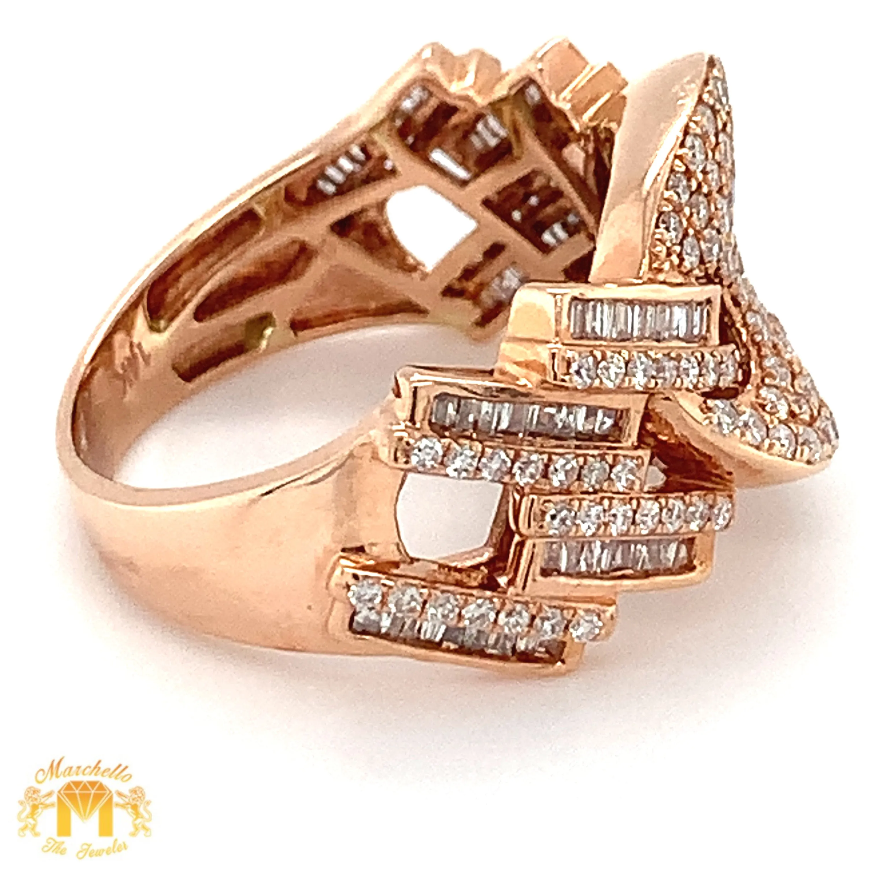 14k Gold Hybrid Cuban Style Diamond Ring (choose a color)