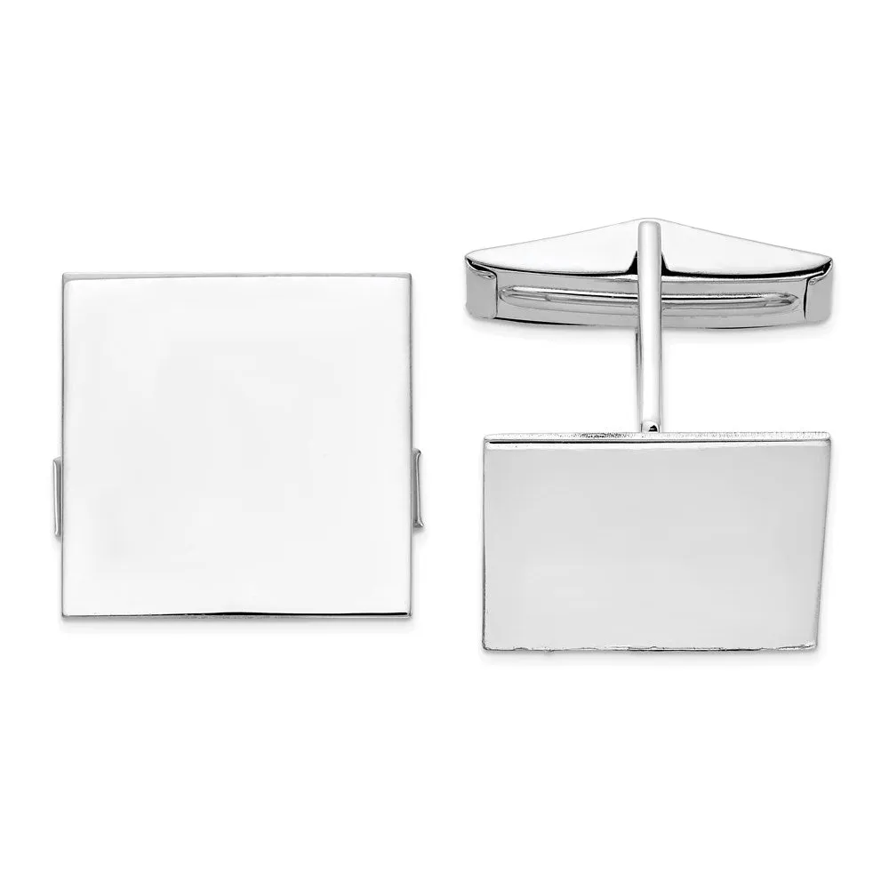 14k Real Gold WG Men's Square Cuff Links