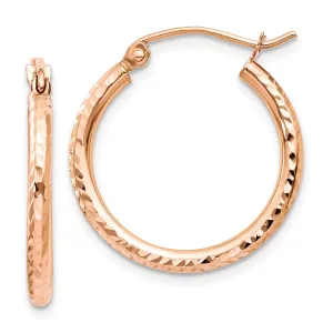 14KT Rose Gold 20X2MM Diamond-cut Hoop Earrings