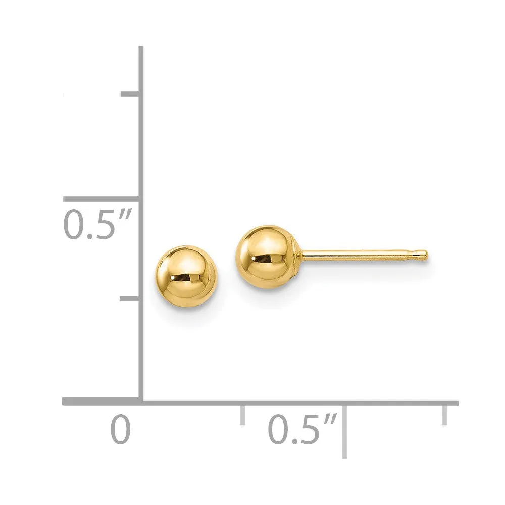 14KT Yellow Gold 4MM Ball Stud Earrings