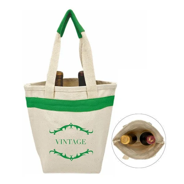 16 Oz. Green Canvas Gift Bag / Wine Tote Bag (Q771211)