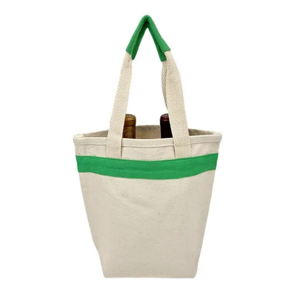 16 Oz. Green Canvas Gift Bag / Wine Tote Bag (Q771211)