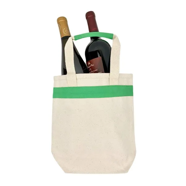 16 Oz. Green Canvas Gift Bag / Wine Tote Bag (Q771211)