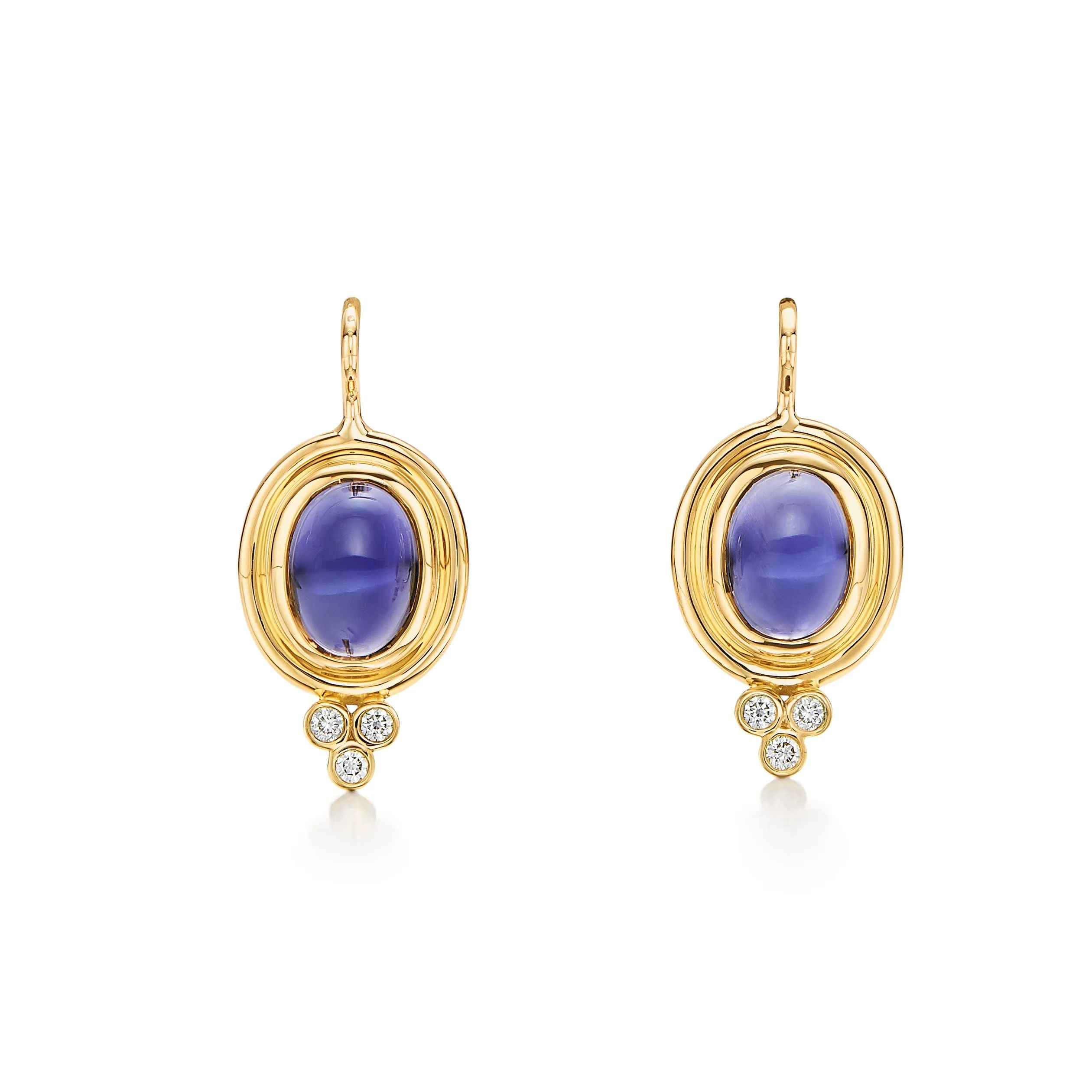 18K Iolite Classic Temple Earrings