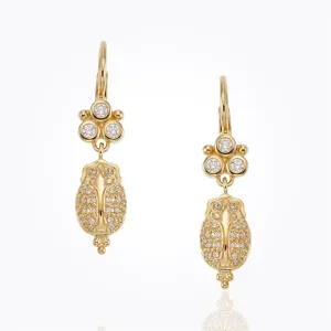 18K Scarab Drop Earring in diamond