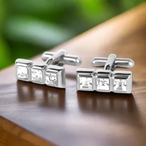 3 Clear Crystal Cufflink (Online Exclusive)