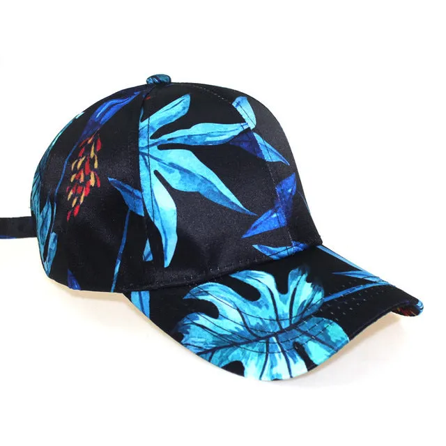 3D Flower Printed Baseball Caps Women Tie-Dyed Adjustable Casual Hat