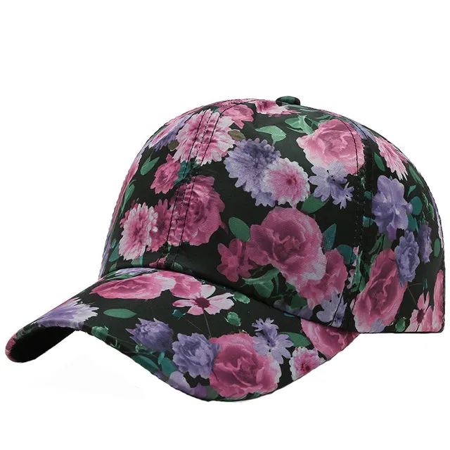 3D Flower Printed Baseball Caps Women Tie-Dyed Adjustable Casual Hat