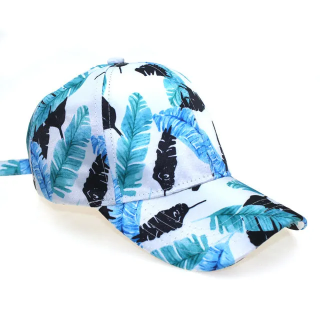 3D Flower Printed Baseball Caps Women Tie-Dyed Adjustable Casual Hat