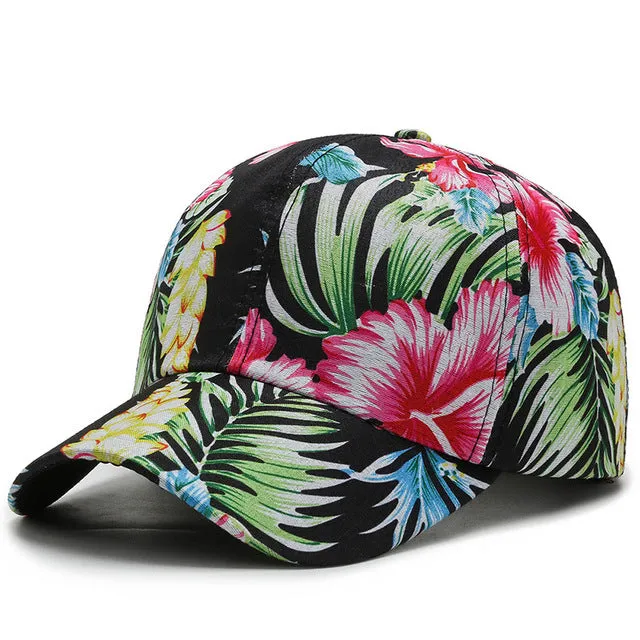 3D Flower Printed Baseball Caps Women Tie-Dyed Adjustable Casual Hat