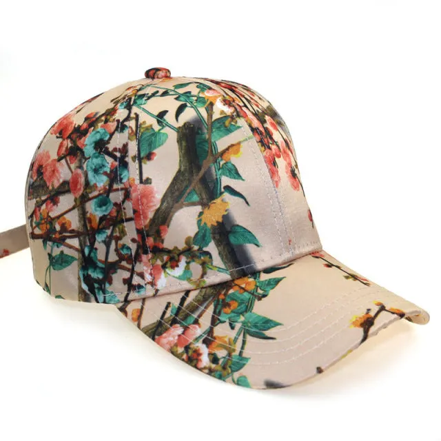 3D Flower Printed Baseball Caps Women Tie-Dyed Adjustable Casual Hat