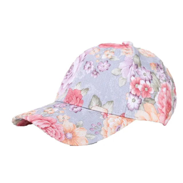 3D Flower Printed Baseball Caps Women Tie-Dyed Adjustable Casual Hat