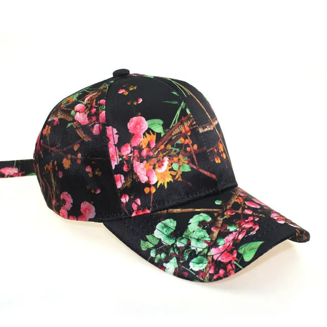 3D Flower Printed Baseball Caps Women Tie-Dyed Adjustable Casual Hat