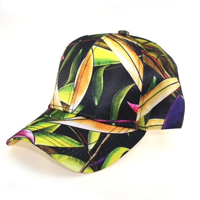 3D Flower Printed Baseball Caps Women Tie-Dyed Adjustable Casual Hat