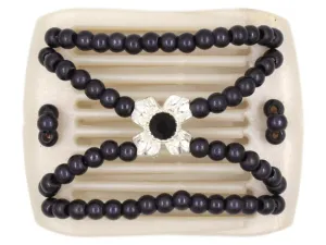 African Butterfly LadyBug Hair Comb - White Pearl 42