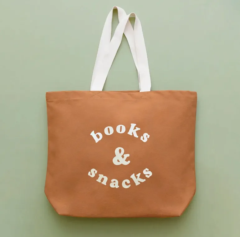 Alphabet Bags Canvas Bag - Books & Snacks - Tan