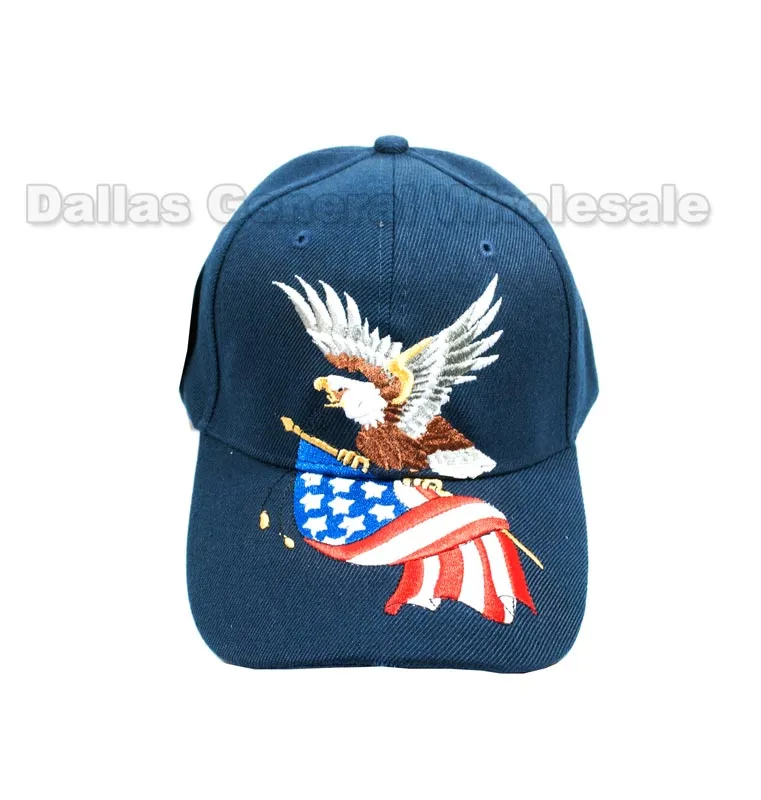 American Flag w/ Eagle Baseball Caps Wholesale