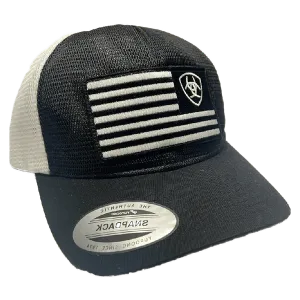 Ariat Black and White Mesh US Flag Patch Cap