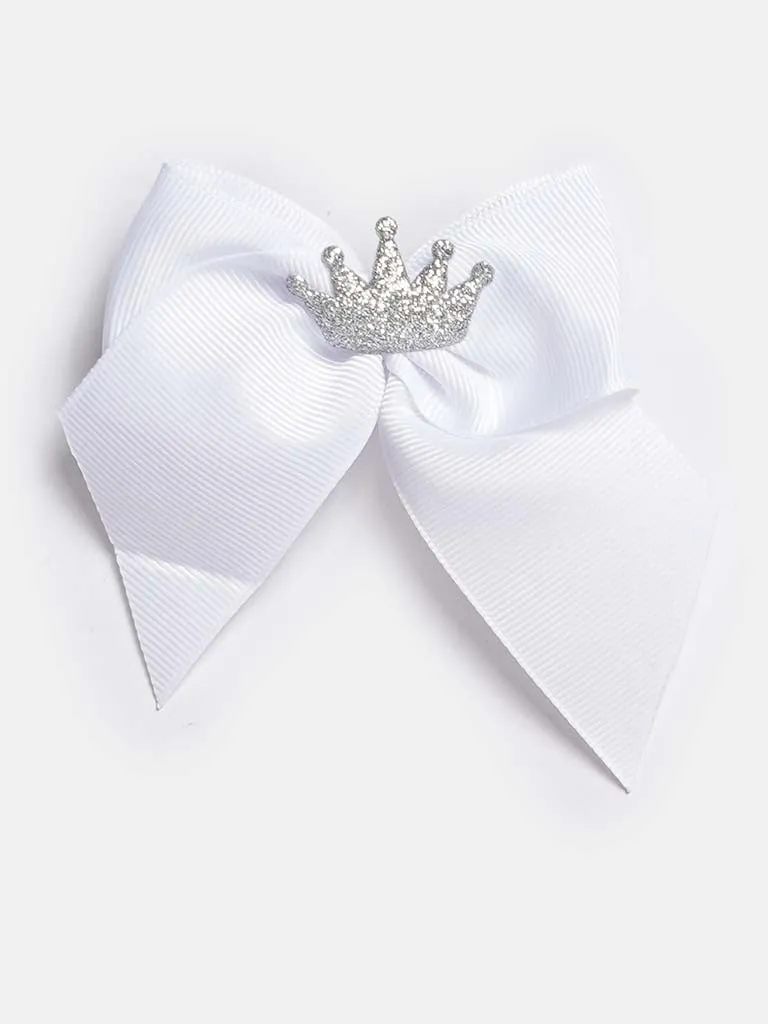 Baby Girl Crown with Bow Handmade Hairclip-White