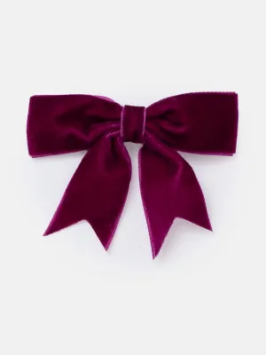 Baby Girl Velvet Bow Hairclip - Burgundy