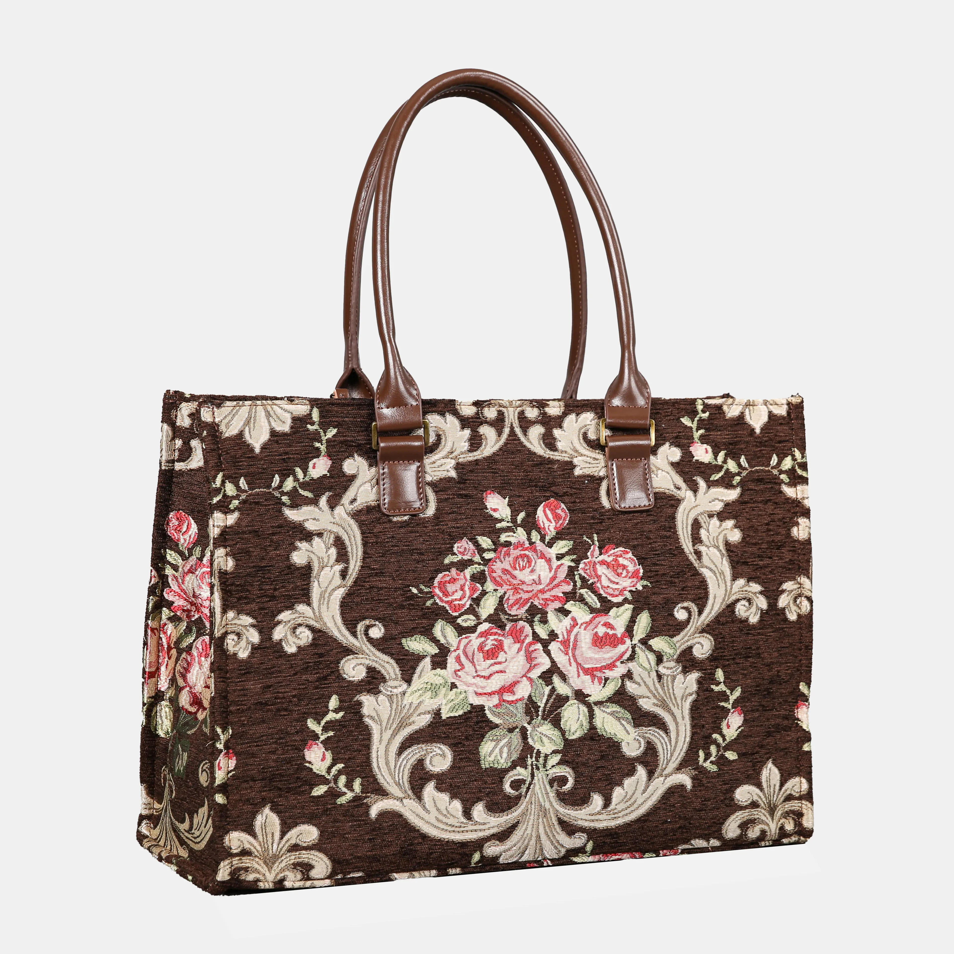 Baroque Garden Brown Laptop Work Tote