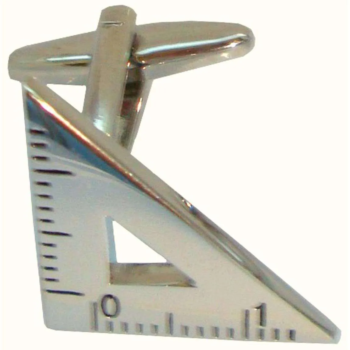 Bassin and Brown Right Angled Protractor Cufflinks - Silver