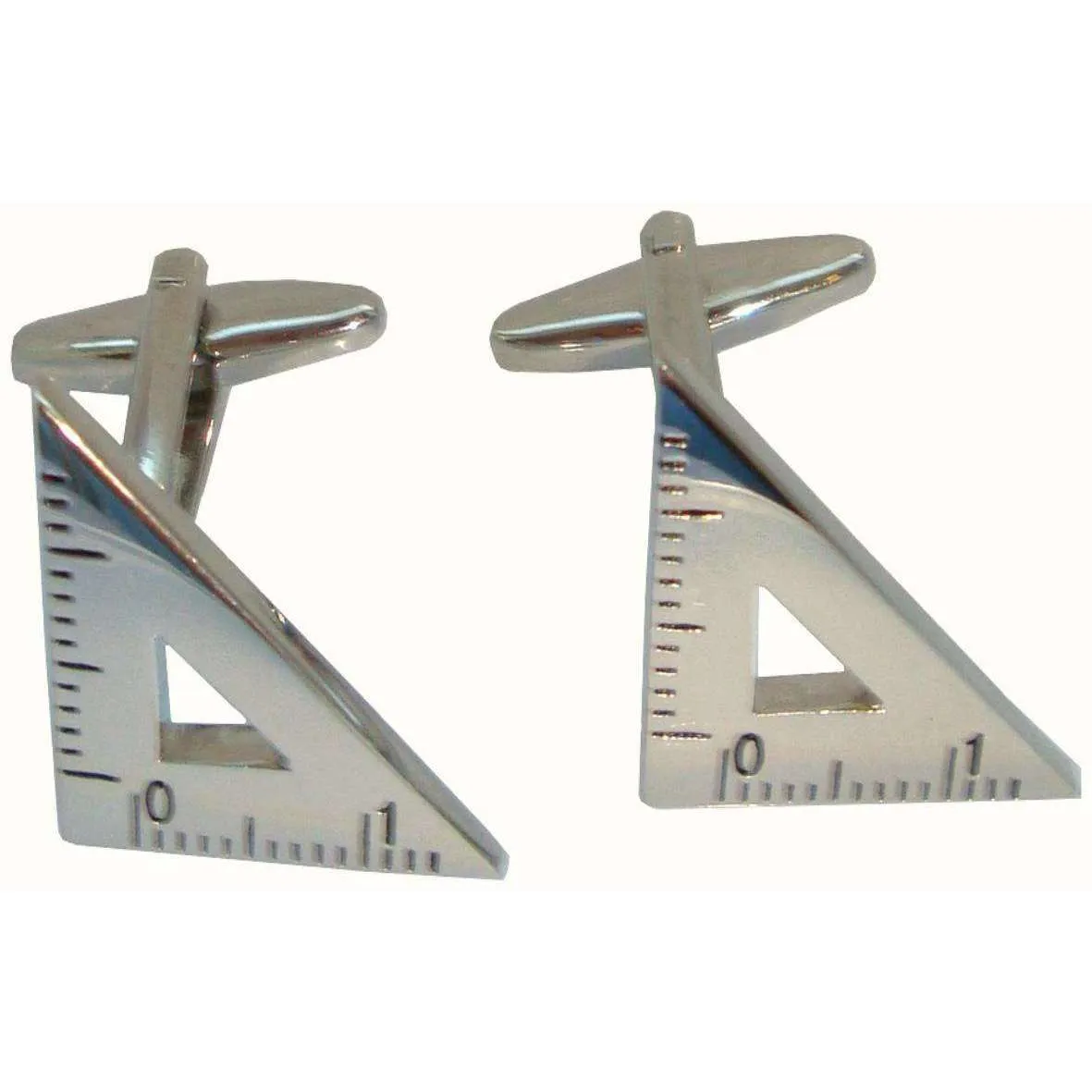 Bassin and Brown Right Angled Protractor Cufflinks - Silver