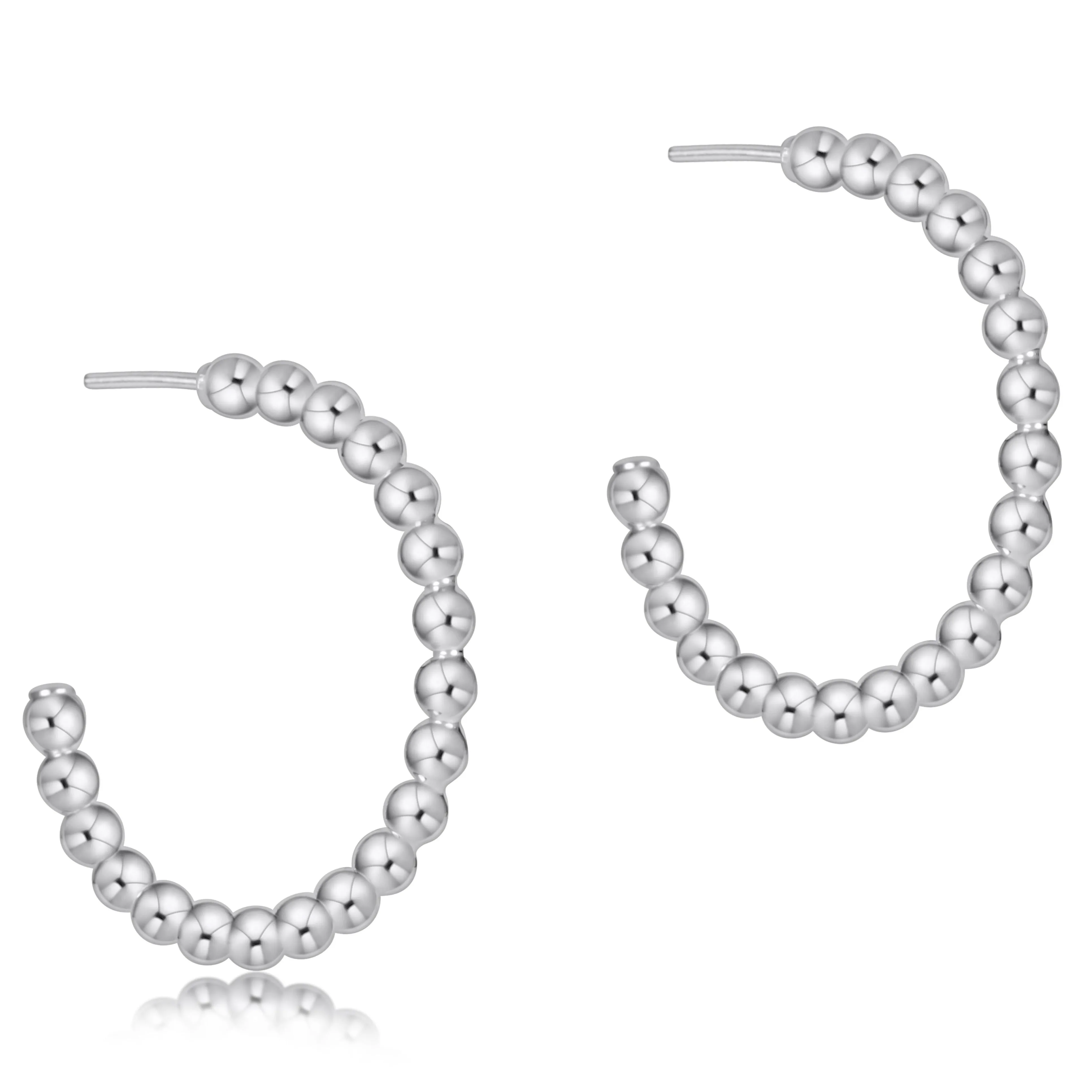 Beaded Classic 1.25" Post Hoop - 4mm Sterling