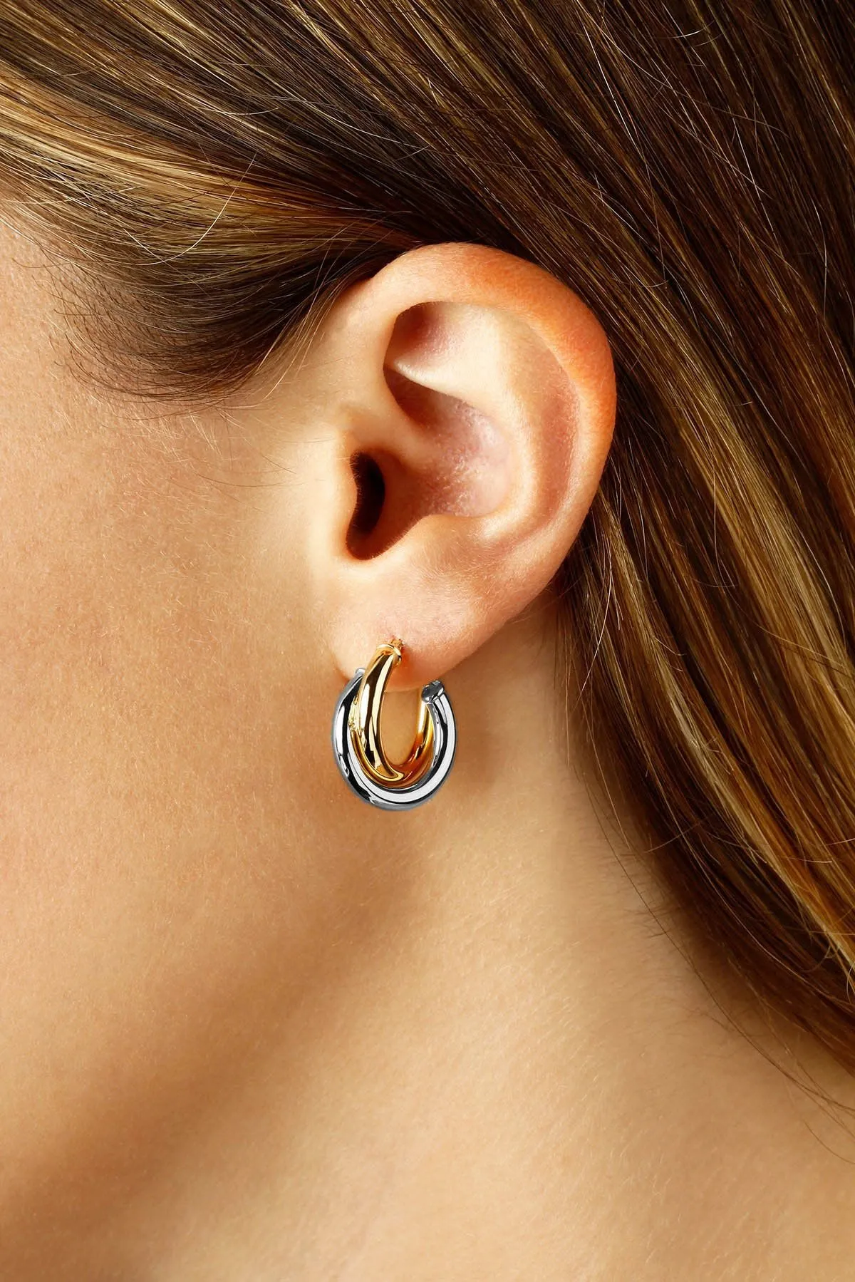 Ben Garelick Two-Tone Gold Double Hoop Earrings