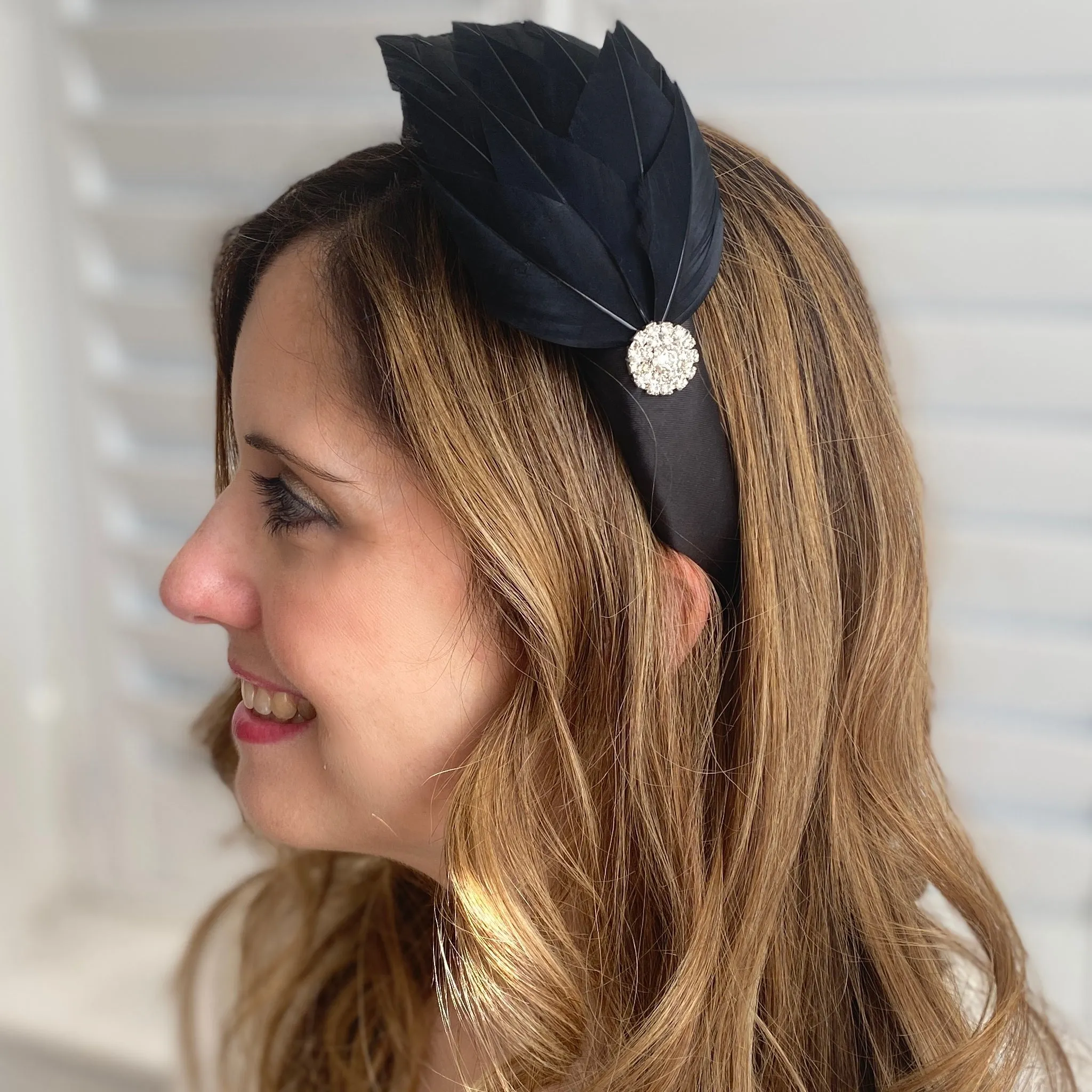 Black Headpiece Races Headband Feather Fascinator Headband