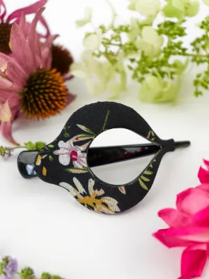 Black Wildflower Arc Hair Clip