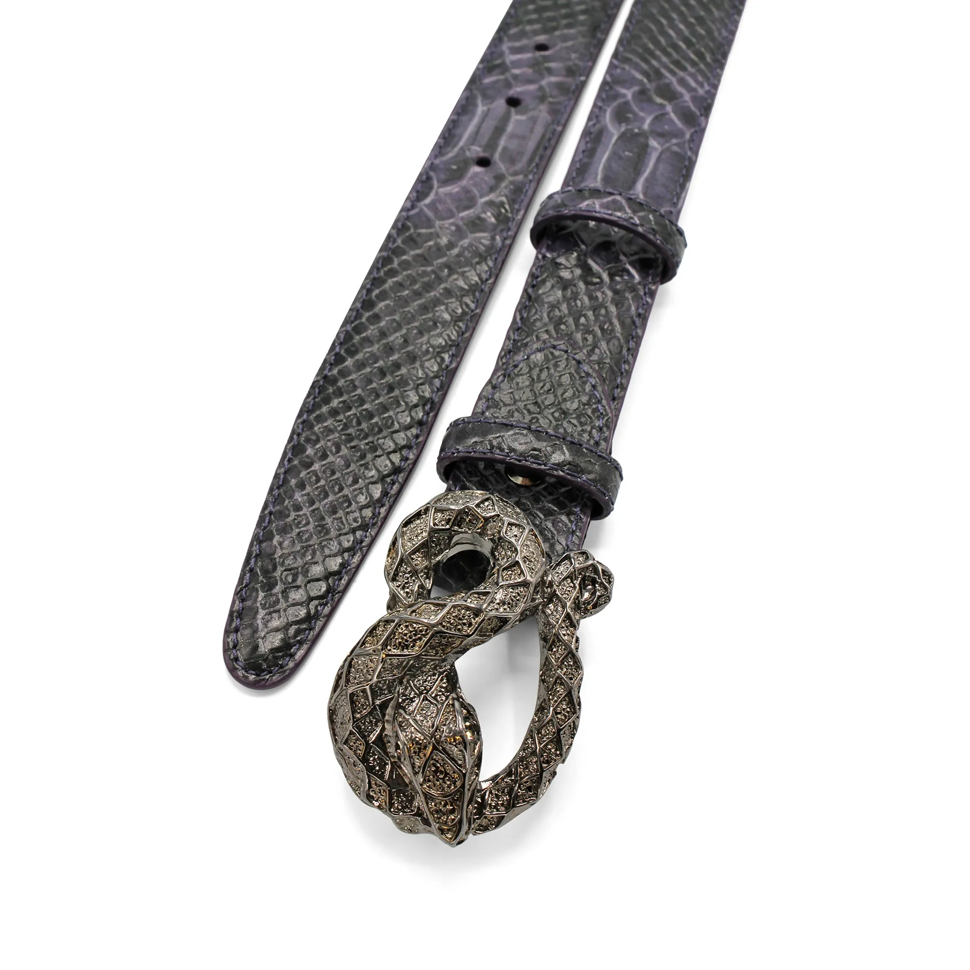 Blackberry Narrow Anaconda Effect Snake Belt