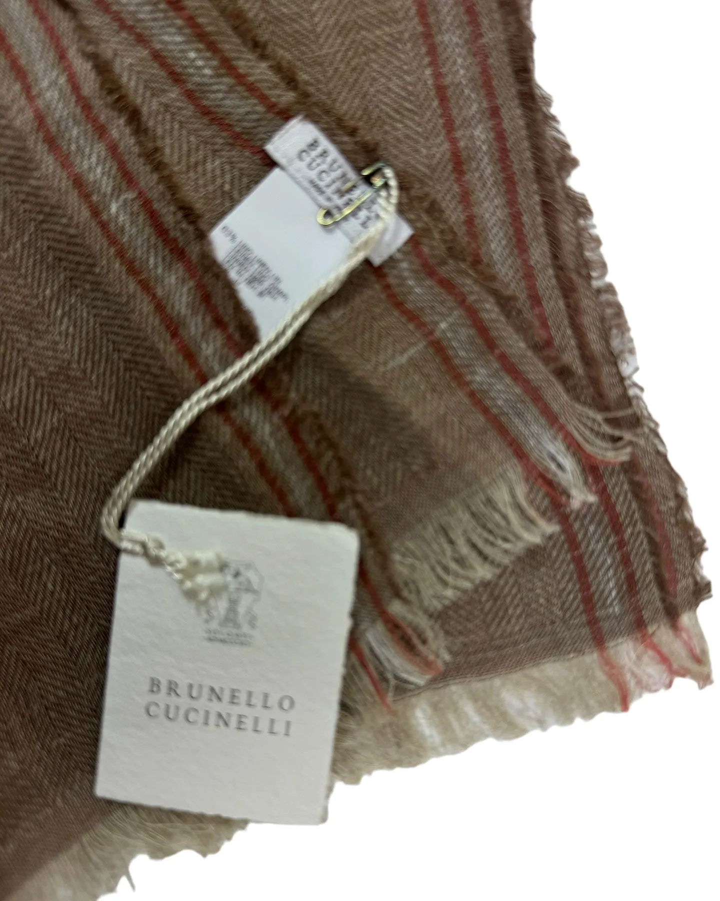 Brunello Cucinelli Scarf Taupe Design - Linen Silk Men Shawl BLACK FRIDAY SALE