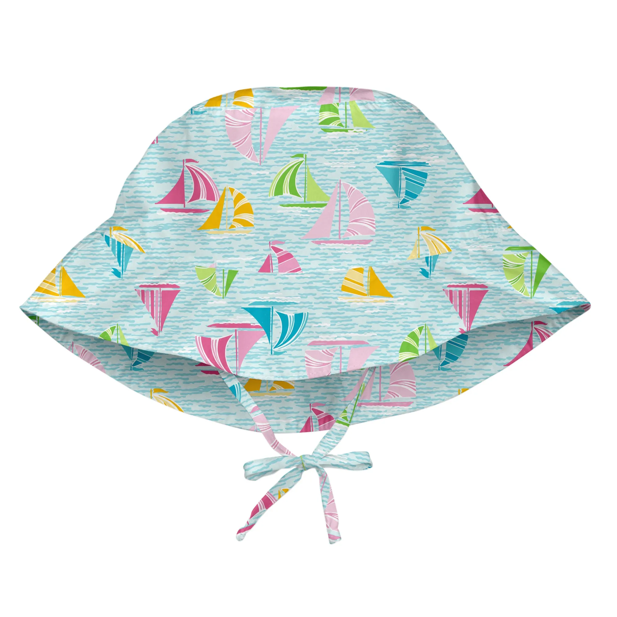 Bucket Sun Protection Hat-Light Aqua Sailboat Sea