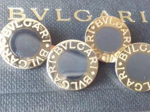 Bulgari Bvlgari 18K Gold/Stainless Steel Bi Colour Cufflinks Mint Condition