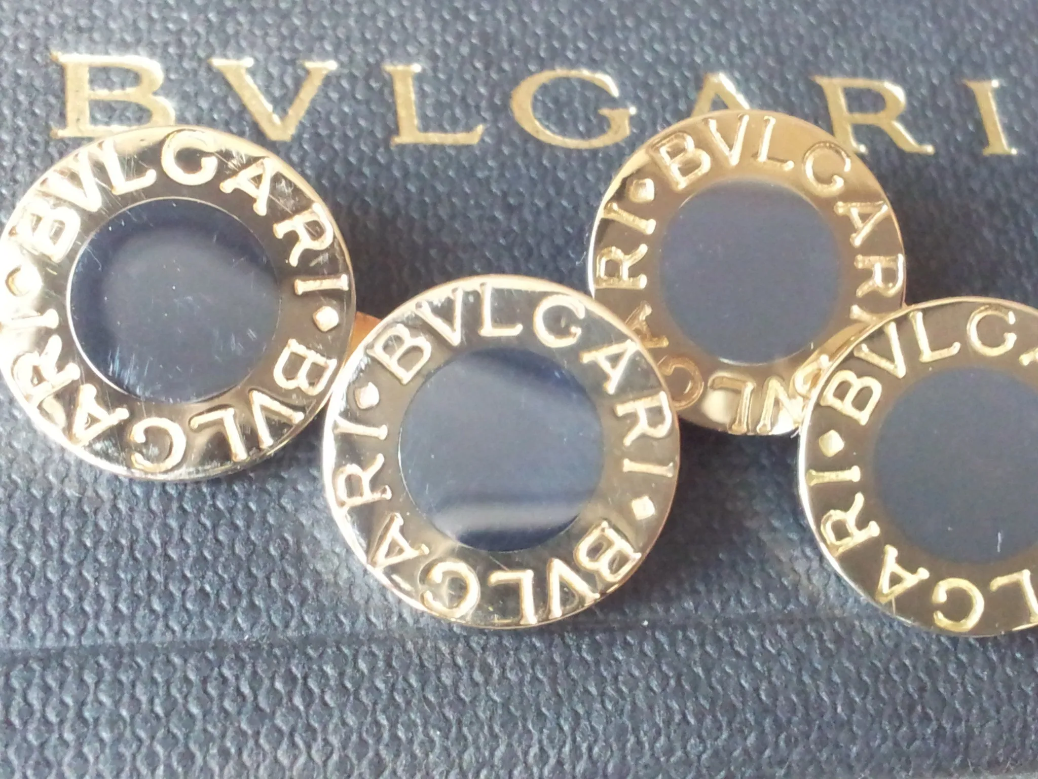 Bulgari Bvlgari 18K Gold/Stainless Steel Bi Colour Cufflinks Mint Condition