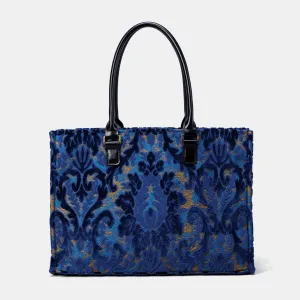 Burnout Velvet Navy Laptop Work Tote