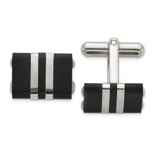 Chisel Stainless Steel Brushed and Polished Black IP-Plated Cuff Links