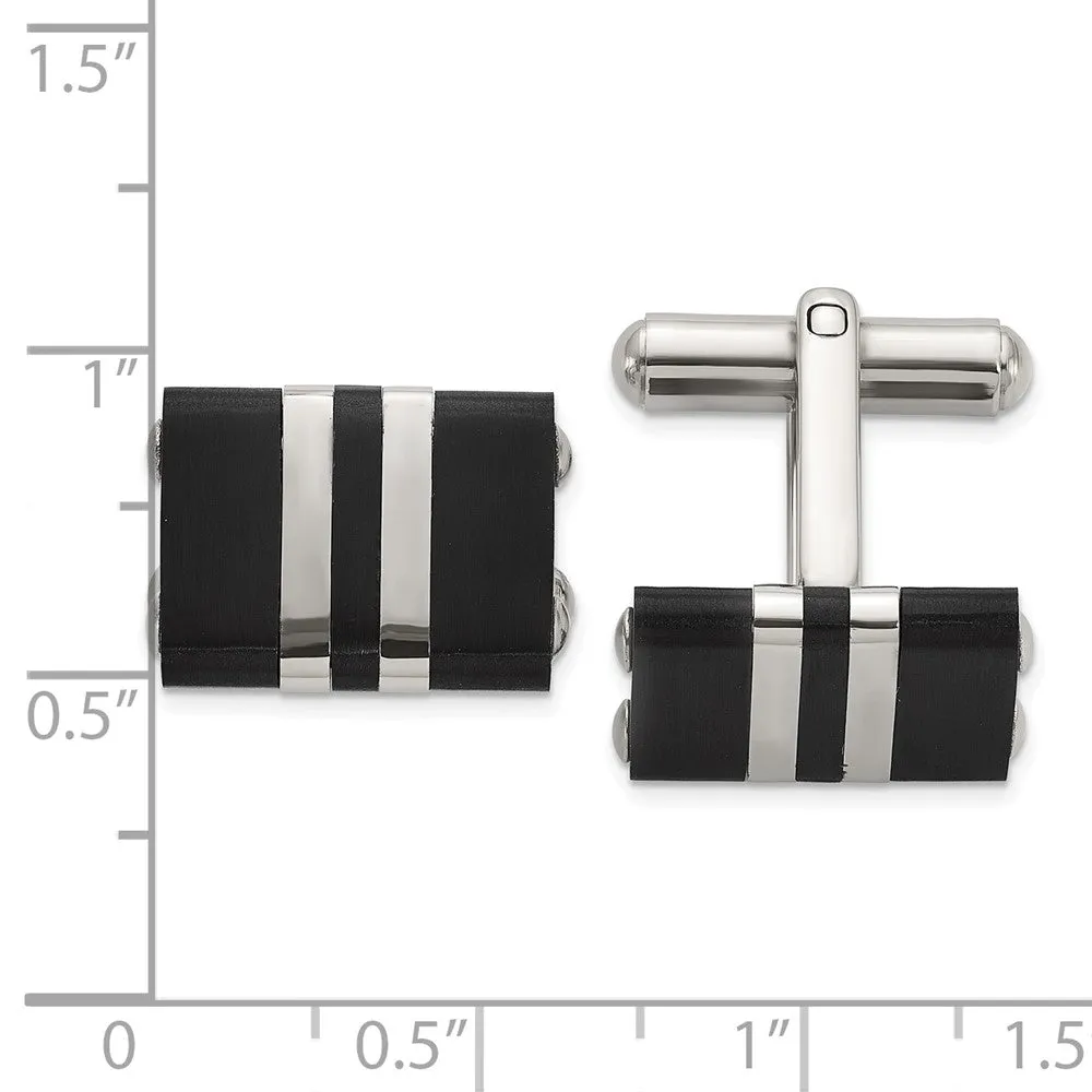 Chisel Stainless Steel Brushed and Polished Black IP-Plated Cuff Links