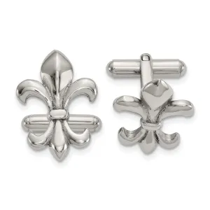 Chisel Stainless Steel Polished Fleur de Lis Cufflinks