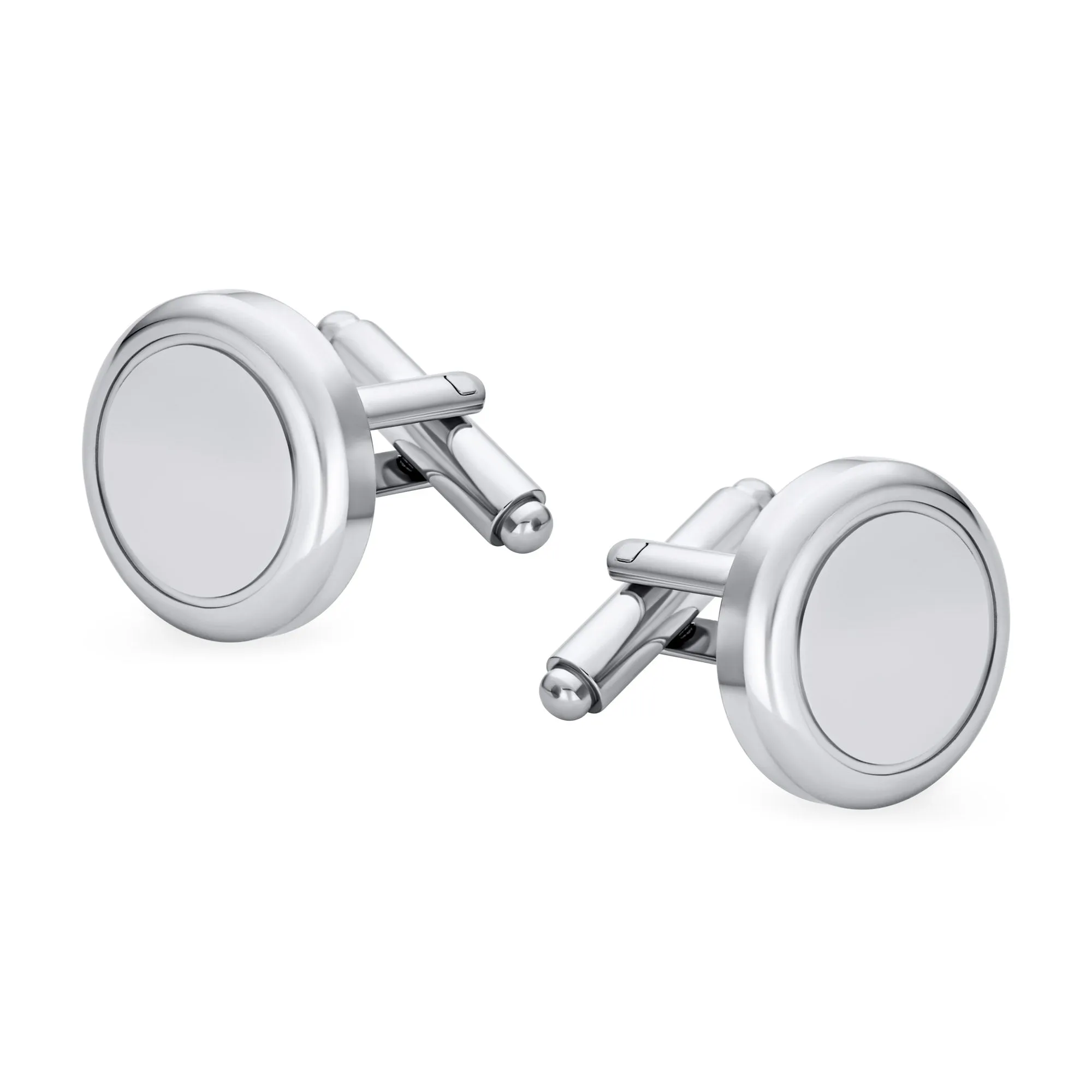 Classic Monogram Silver Tone Stainless Steel Shirt Cufflink for Men Gift