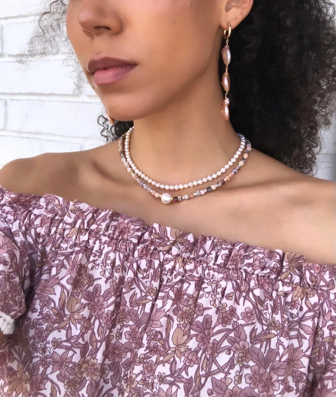 Classic Pink Pearl Trio Earrings