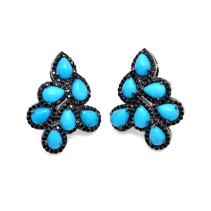 Classic Turquoise and Black Spinel Earrings