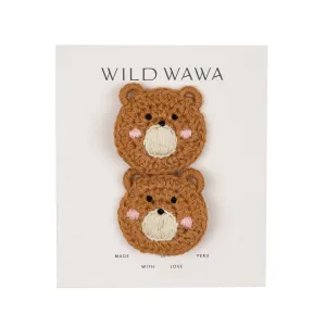 Crochet Bear Clip Set - Caramel