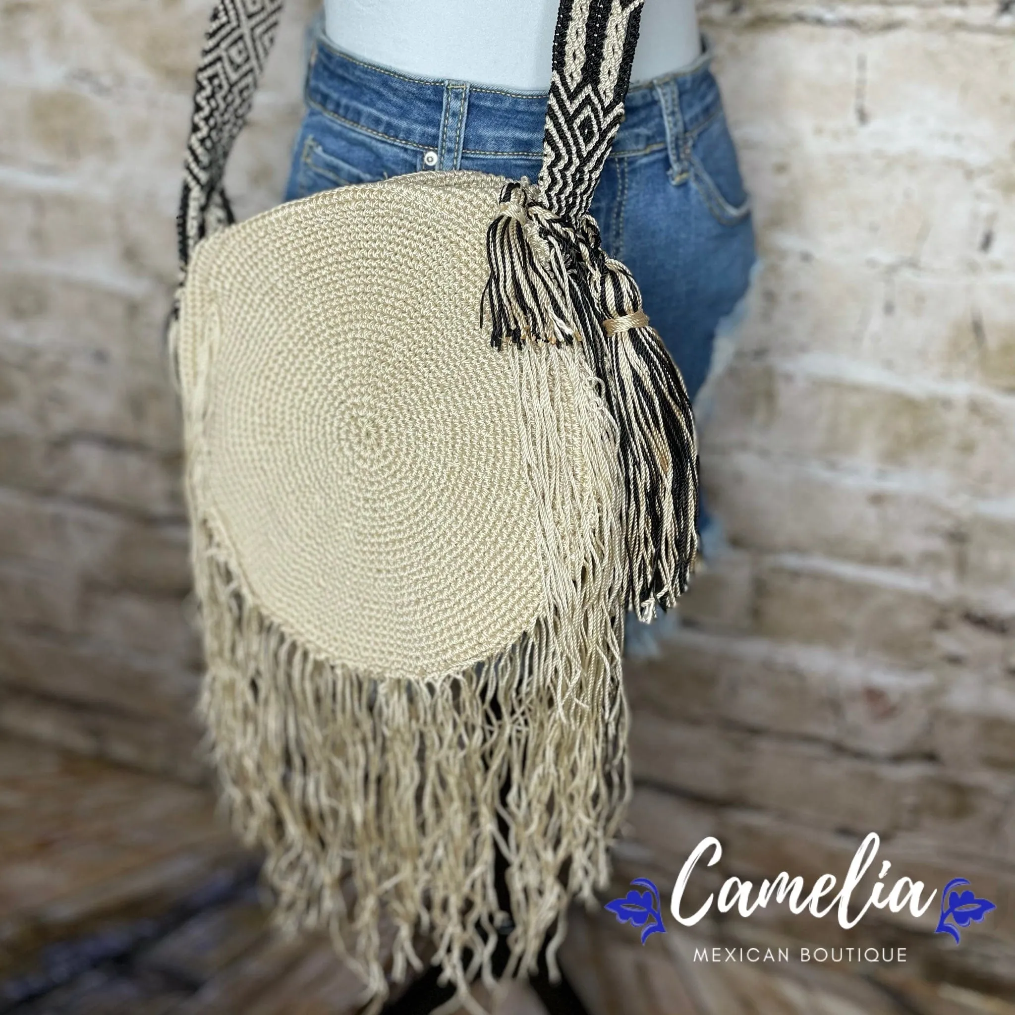 Crocheted Columbian Wayuu Round Boho Tote