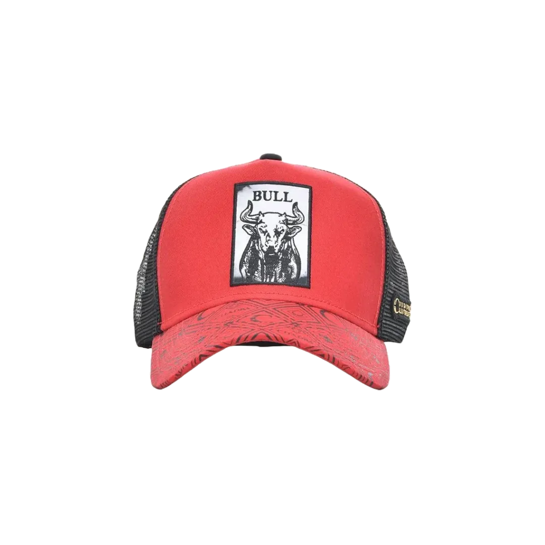 Cuadra Men's Bull Patch Red Cap