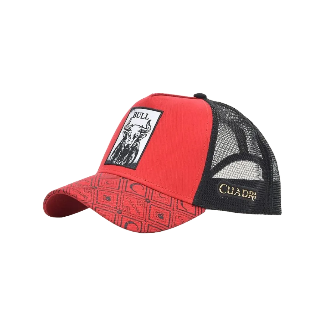 Cuadra Men's Bull Patch Red Cap